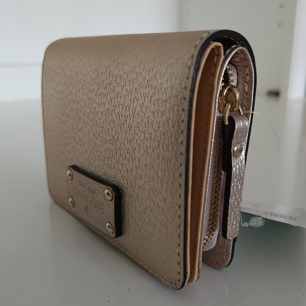Kate Spade Leather Wallet metallic rosegold clutch - Picture 7 of 7